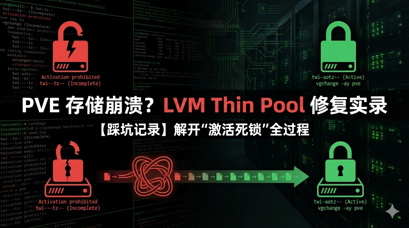 续上次的PVE存储问题，彻底解决LVM Thin Pool修复