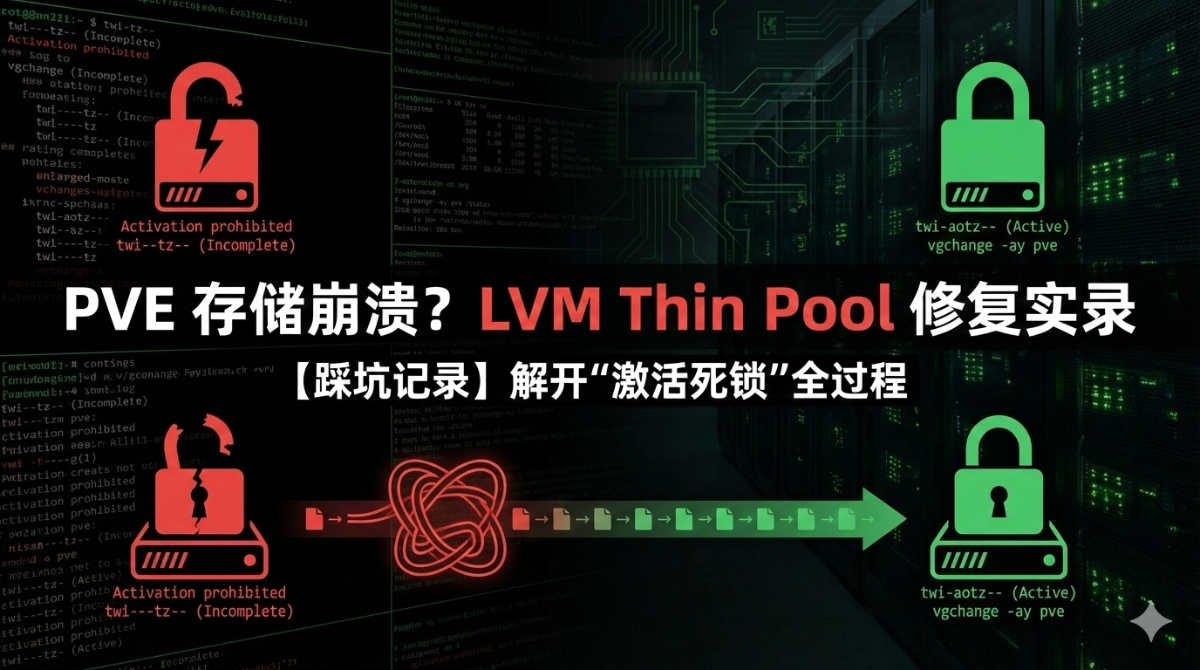 续上次的PVE存储问题，彻底解决LVM Thin Pool修复 | 编程学习技术